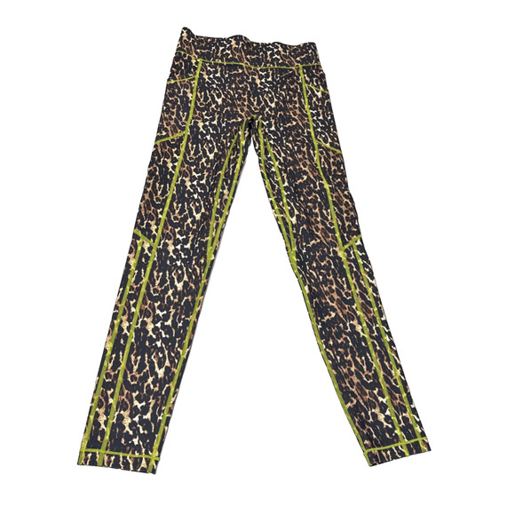 ALL ACCESS Womens High Waist Leggings Size S Leopard Light Neon Stitching Pocket - Picture 1 of 8